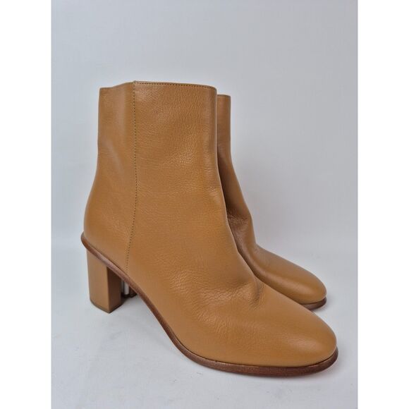 Tory Burch Women's Brown Brooke Stamped Heel Leather Bootie Size 9.5 - Picture 1 of 7